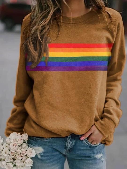 Women's Rainbow Stripes Print Sweatshirt in stock
